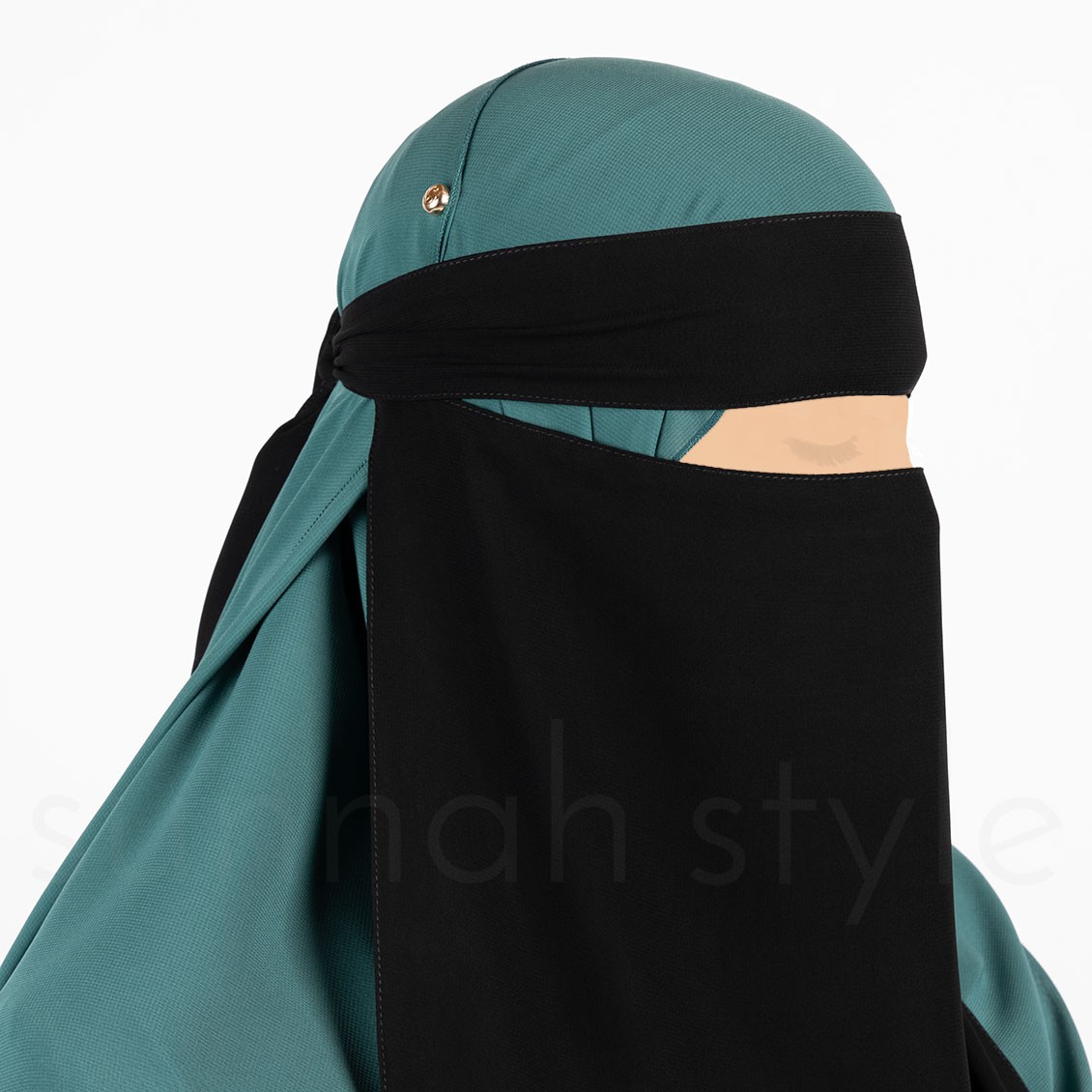 Sunnah Style Long Pull-Down One Layer Elastic Niqab Black